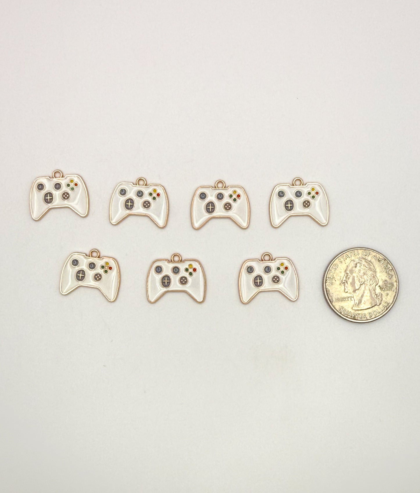 White Xbox Game Controller Gold DIY Charms