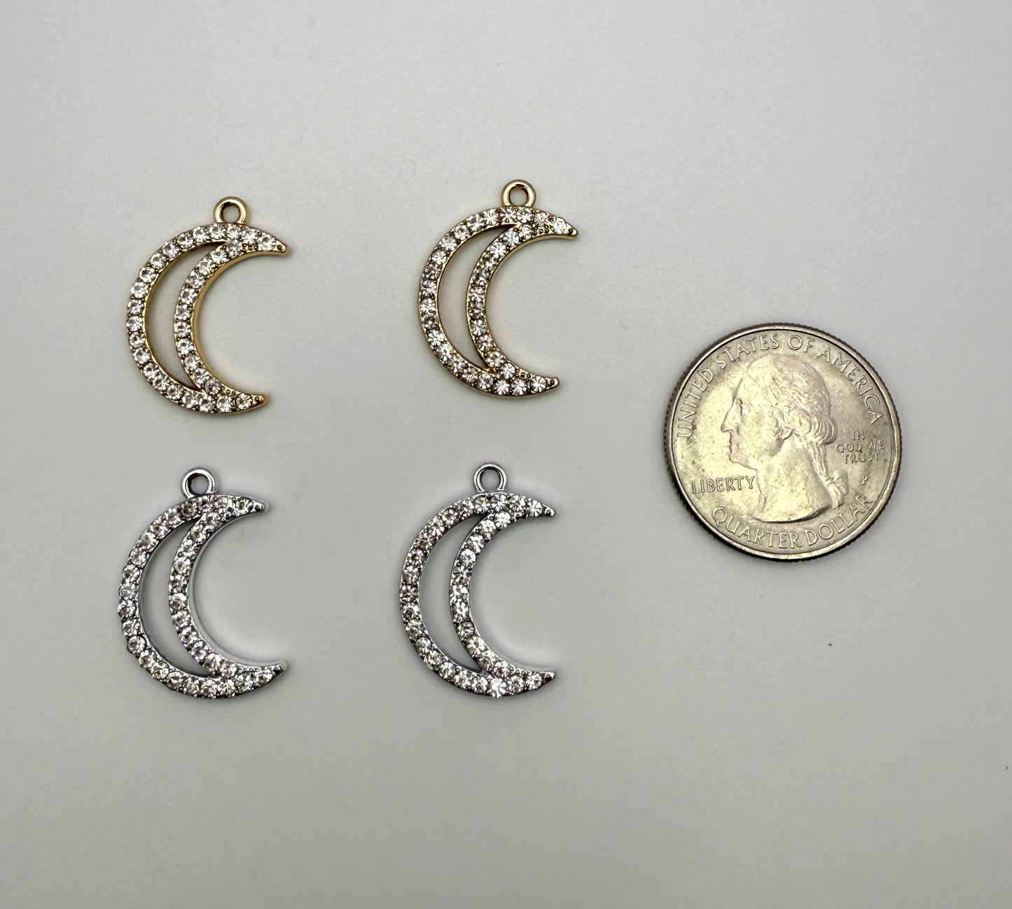 Hollow Crescent Moon Bling Charm