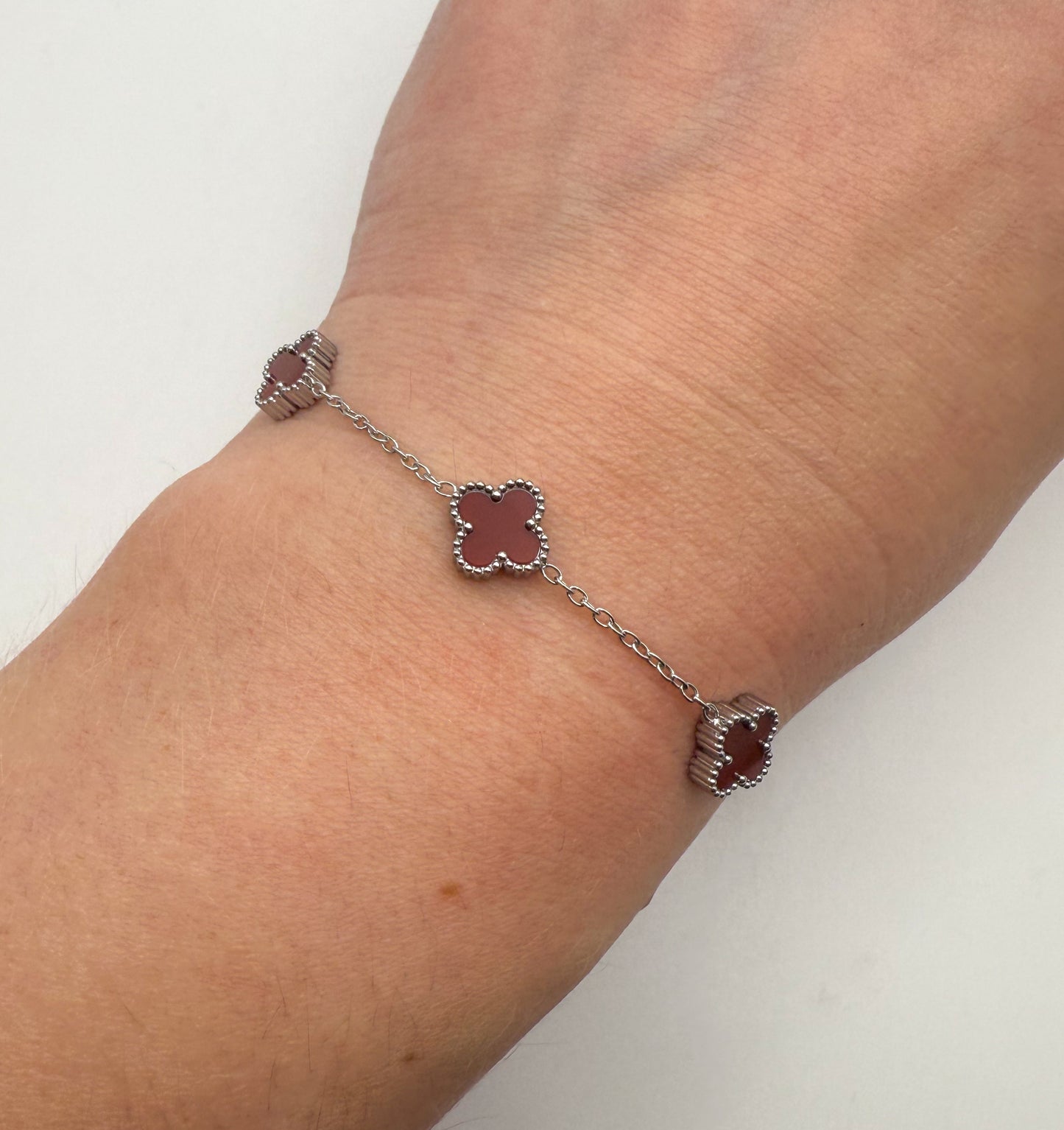 Mini Silver Clover Chain Link Adjustable Bracelets