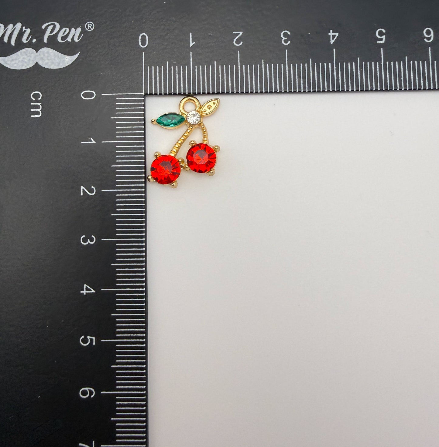 Red CZ Gold Cherry Metal Charms