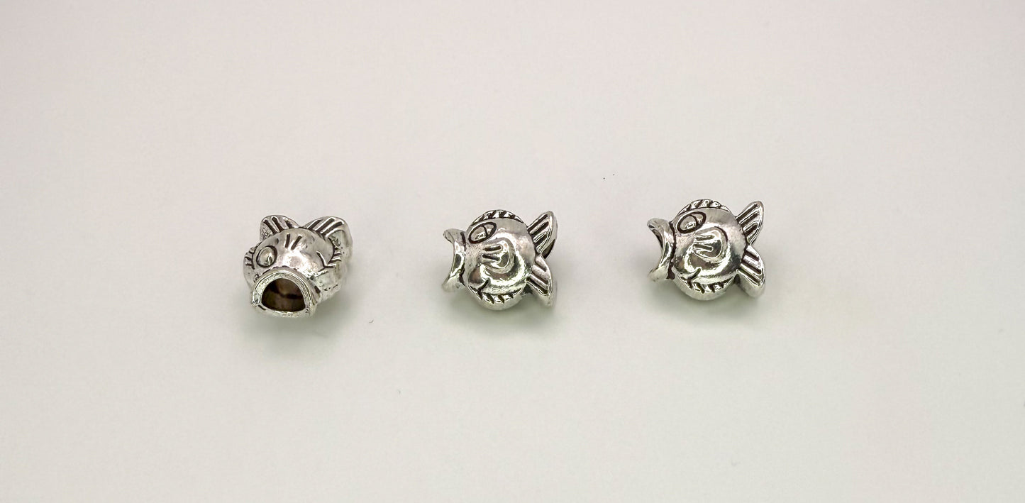 Silver Fish Metal DIY Charm Beads
