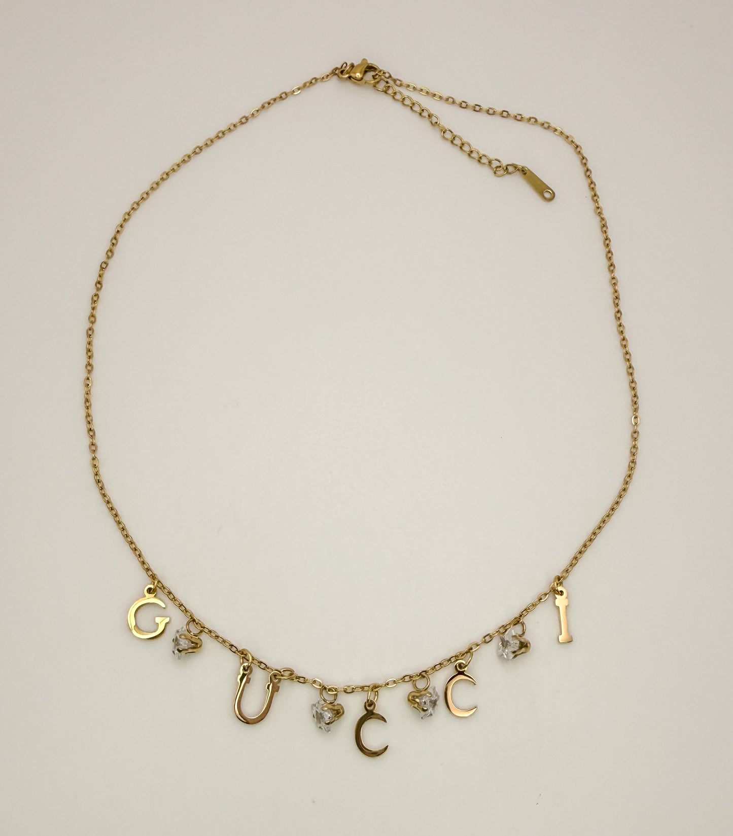Gold Gucci Designer Dangle Adjustable Stainless Steel Necklace