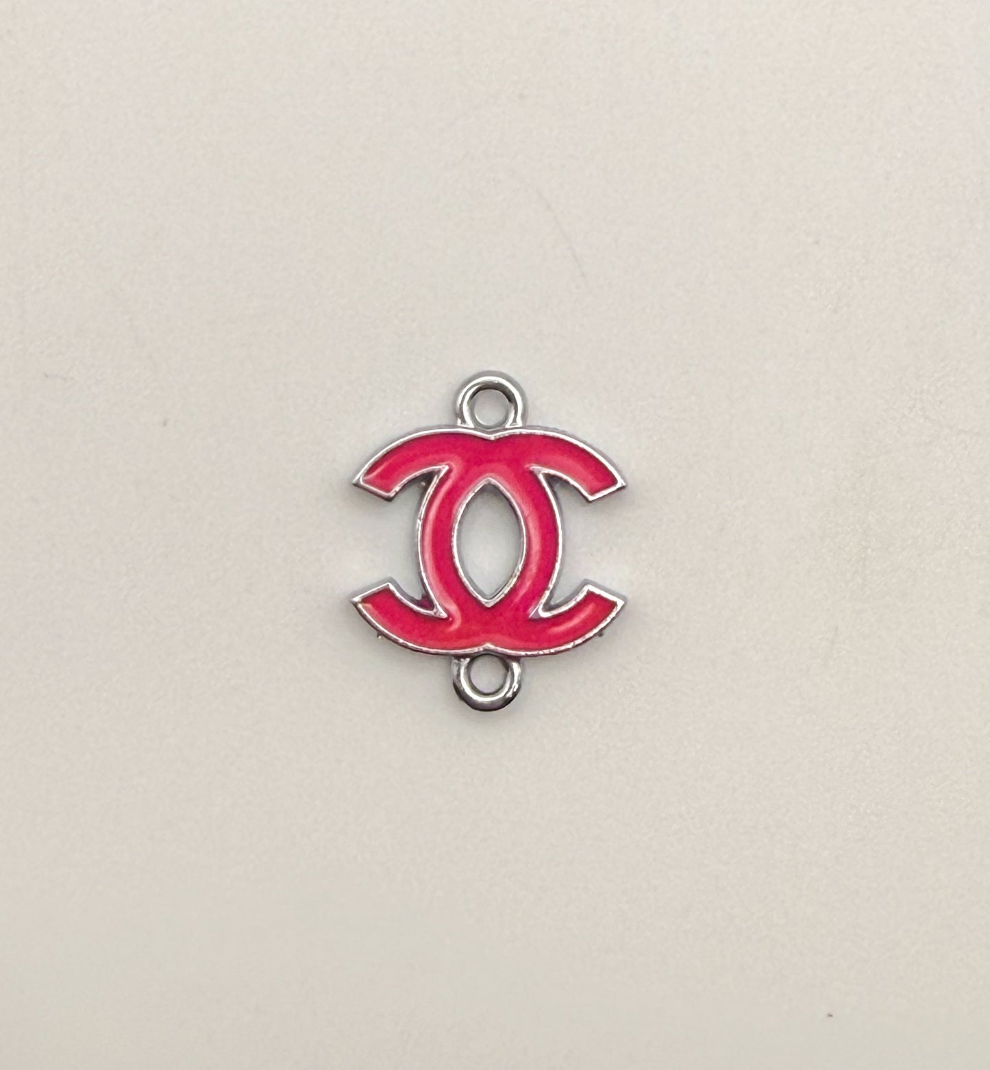 Colorful Enameled Silver CC Designer Connector Metal Charms