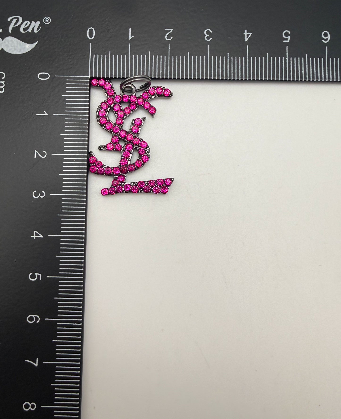 Big YSL Designer Rhinestone covered Black Metal DIY Pendant Charms
