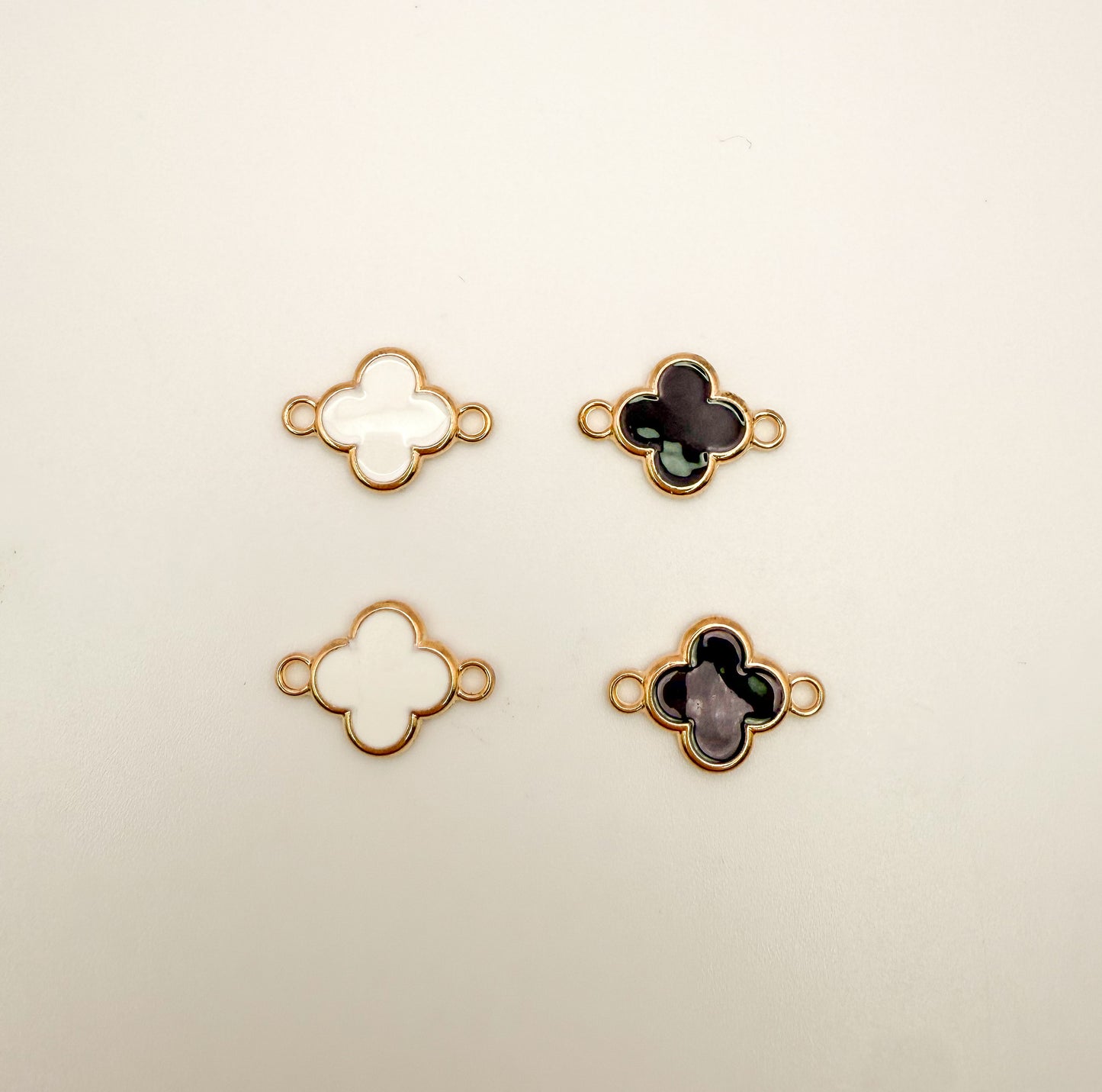 LV Clover Charm Connector (Black or White Enamel)