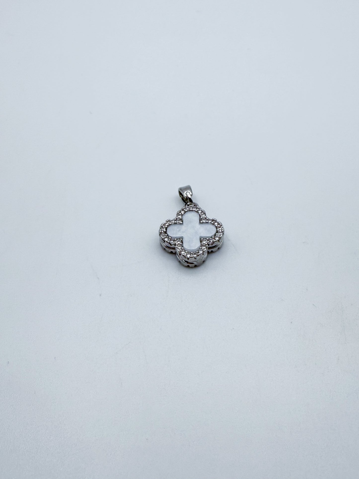 Reversible Black & White Gold or Silver Fancy Clover Pendant