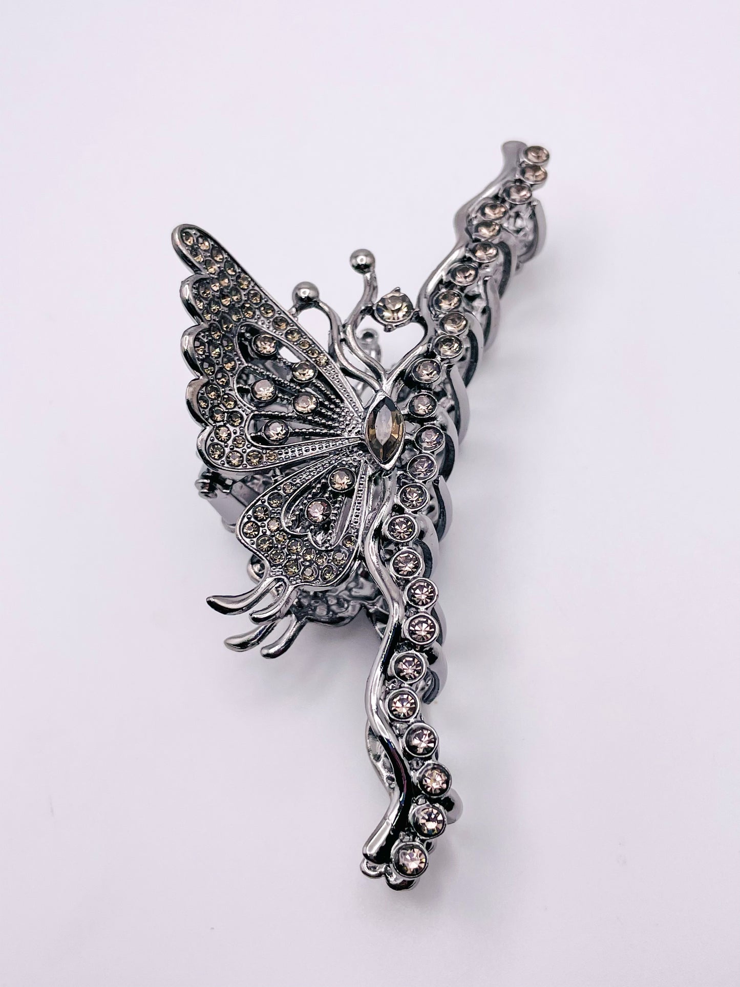 Large Black Bling Butterfly Hair Clip