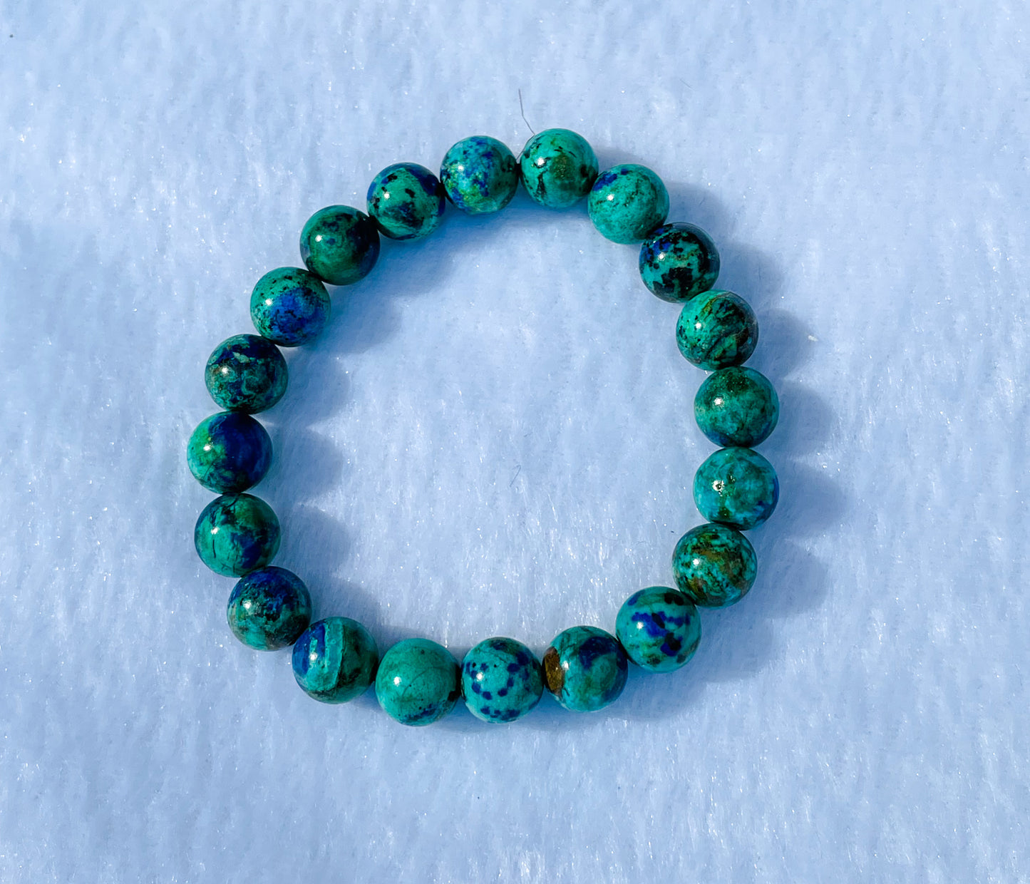 Natural Azurite with Malachite Crystal Beaded Stretch Adjustable Bracelet
