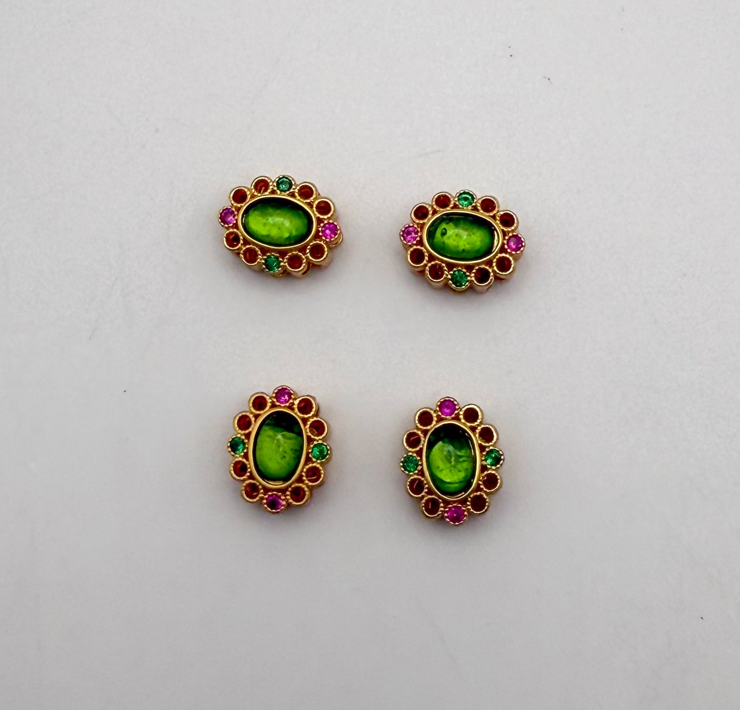 Green Cat’s Eye Gold Spacer Beads