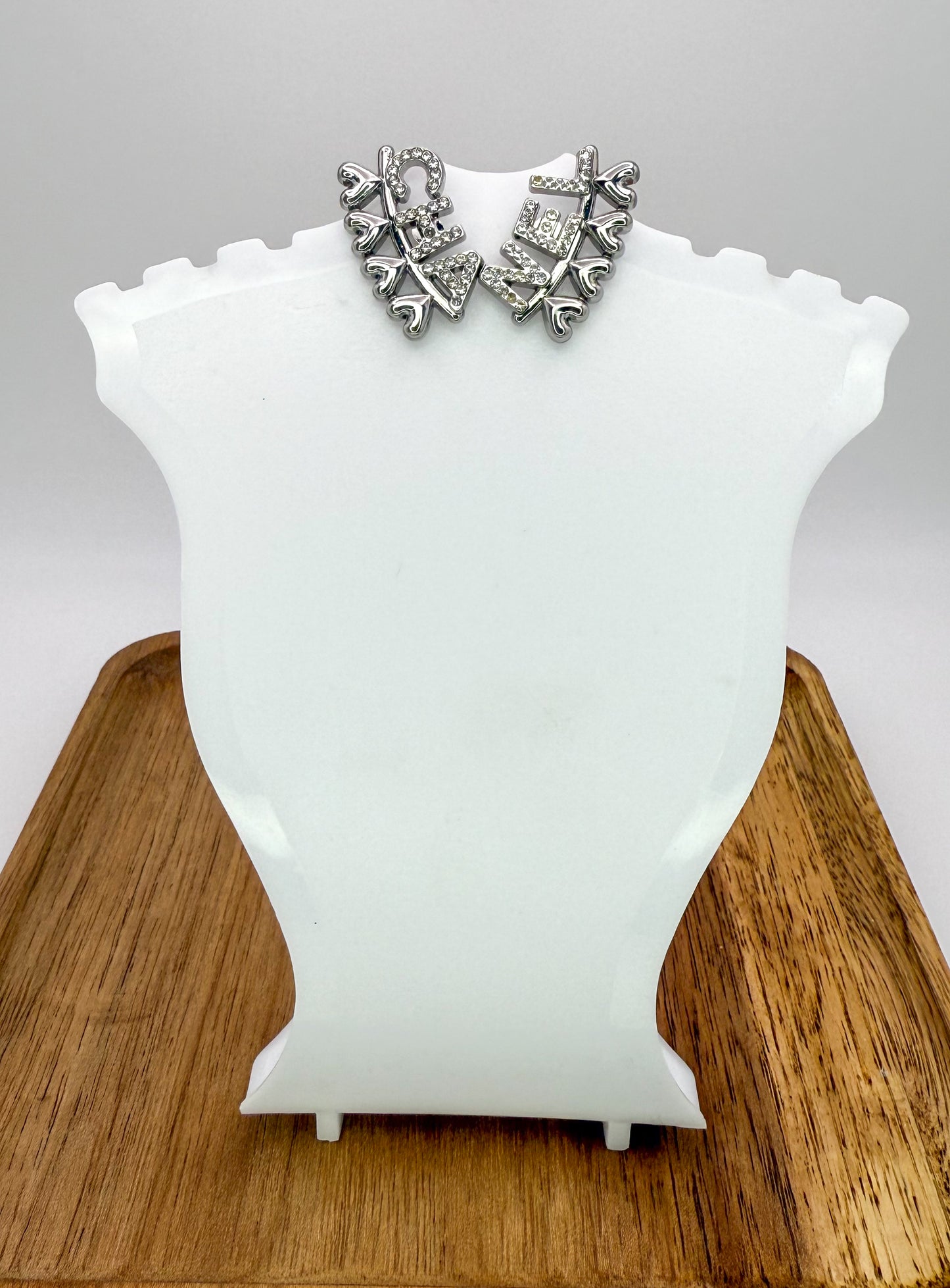 Silver Chanel Stud Statement Earrings