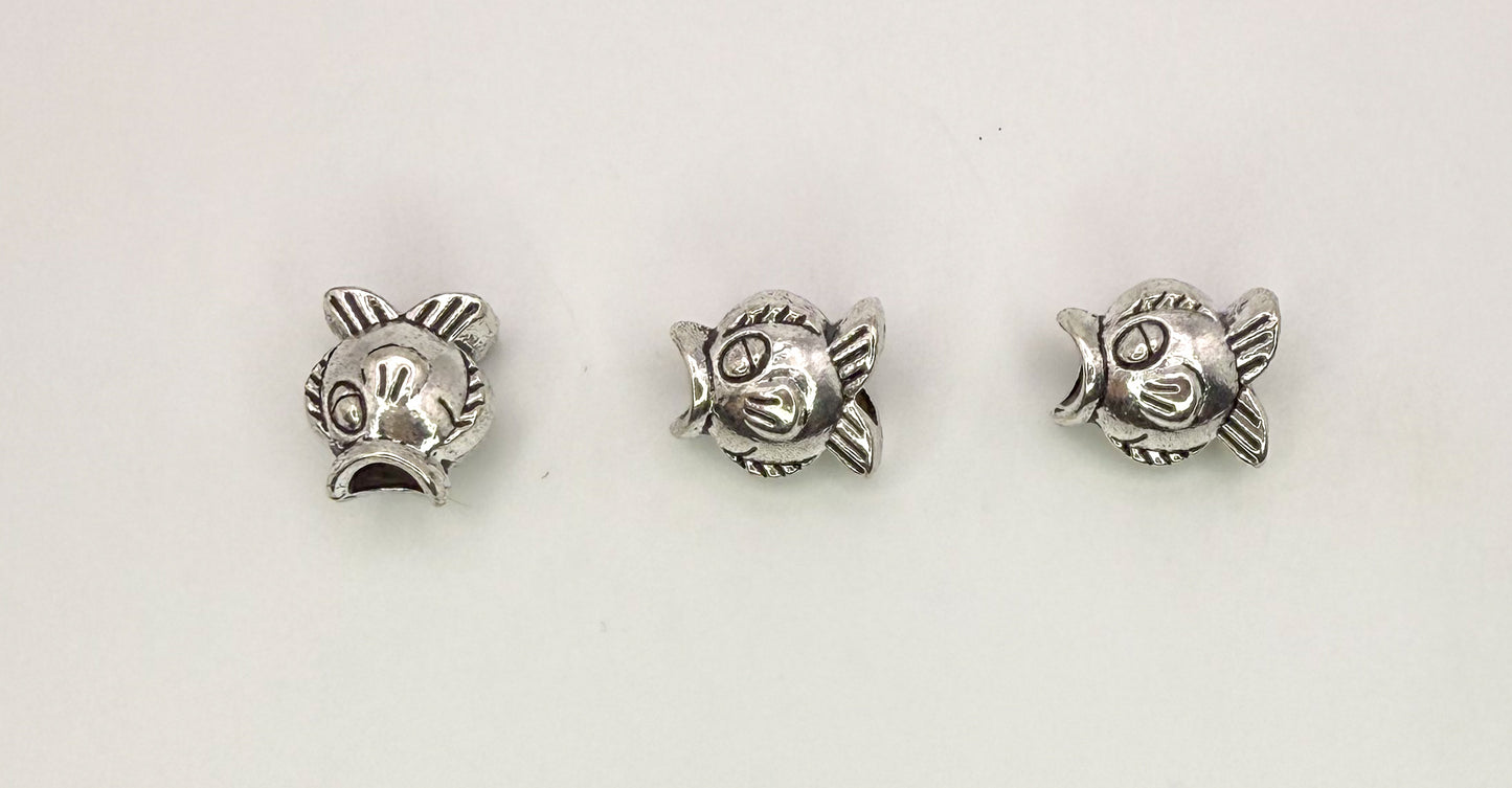 Silver Fish Metal DIY Charm Beads