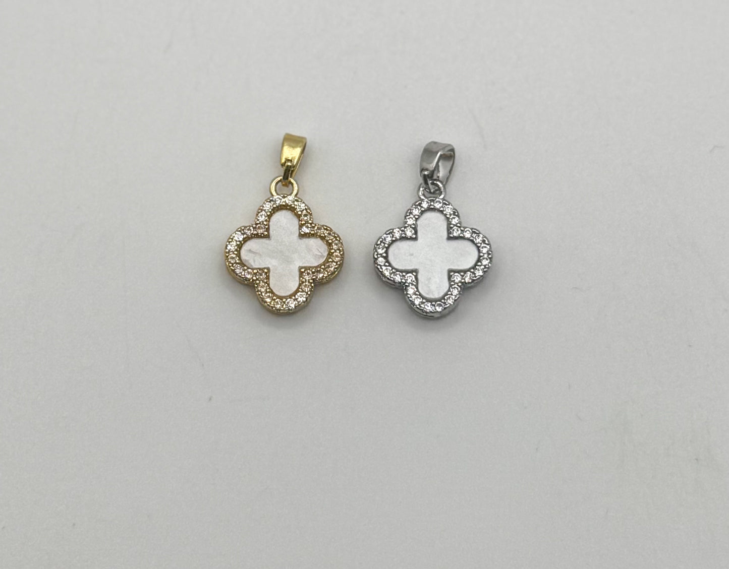 Reversible Black & White Gold or Silver Fancy Clover Pendant