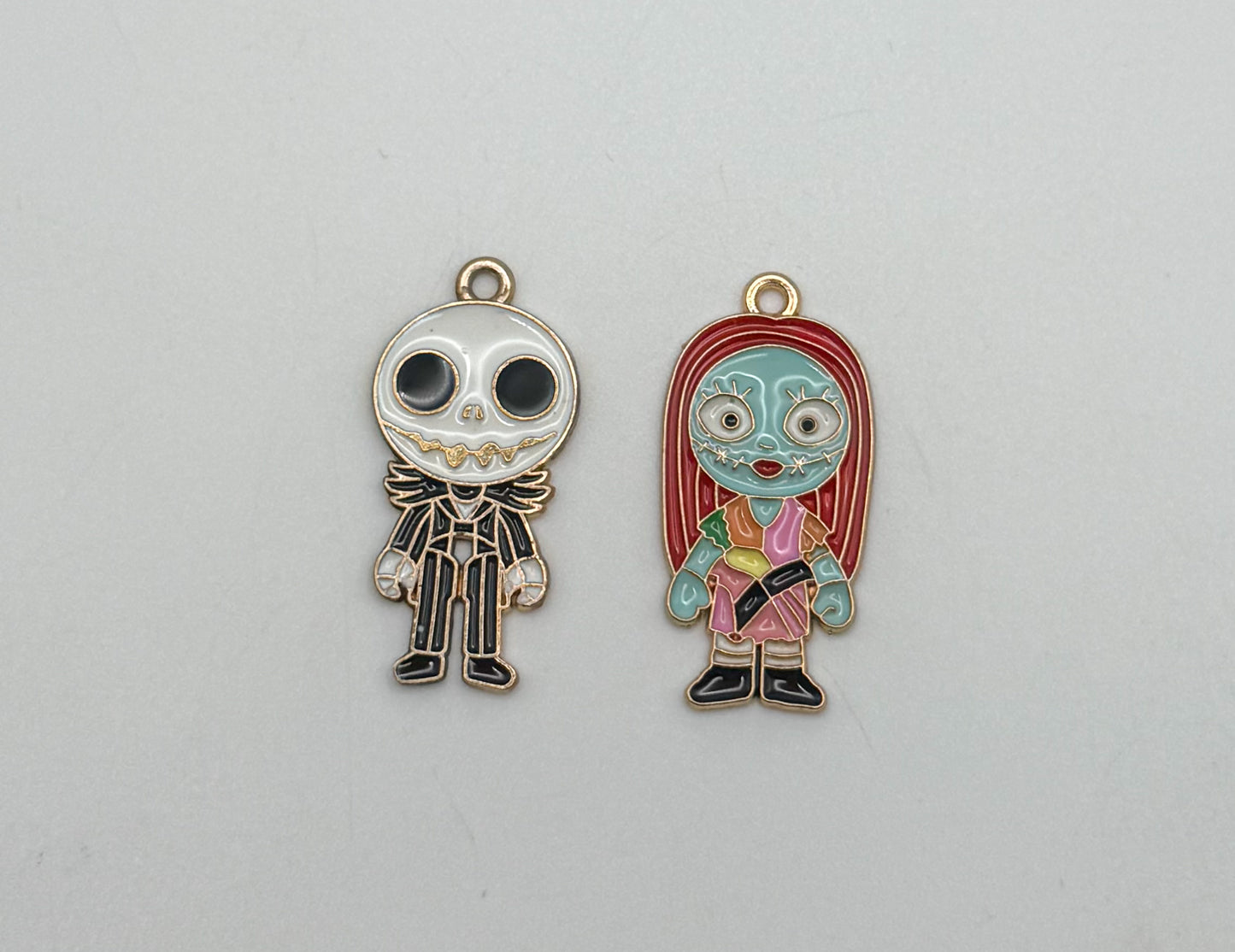 Nightmare Before Christmas Jack & Sally Gold DIY Metal Charms