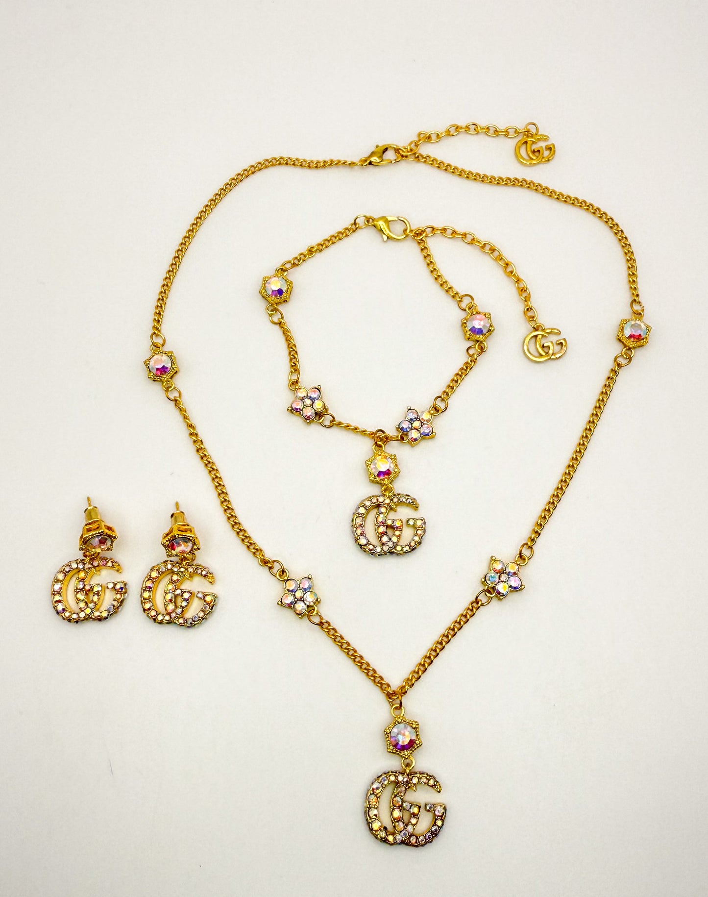 Gold GG Gucci Designer 3-piece Matching Jewelry Set