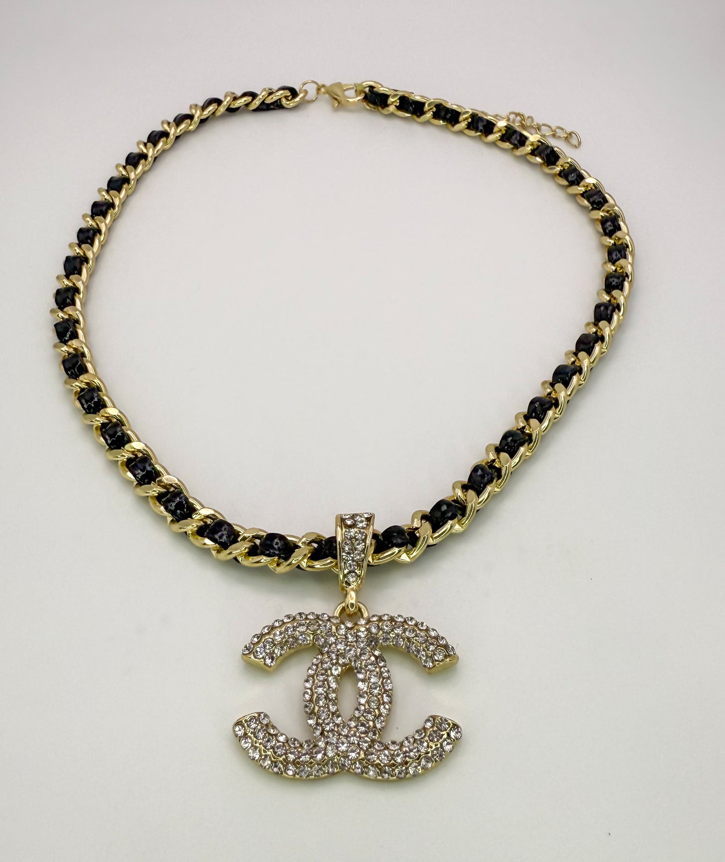 Bold n Gold CC Designer Leather Weaved Necklace