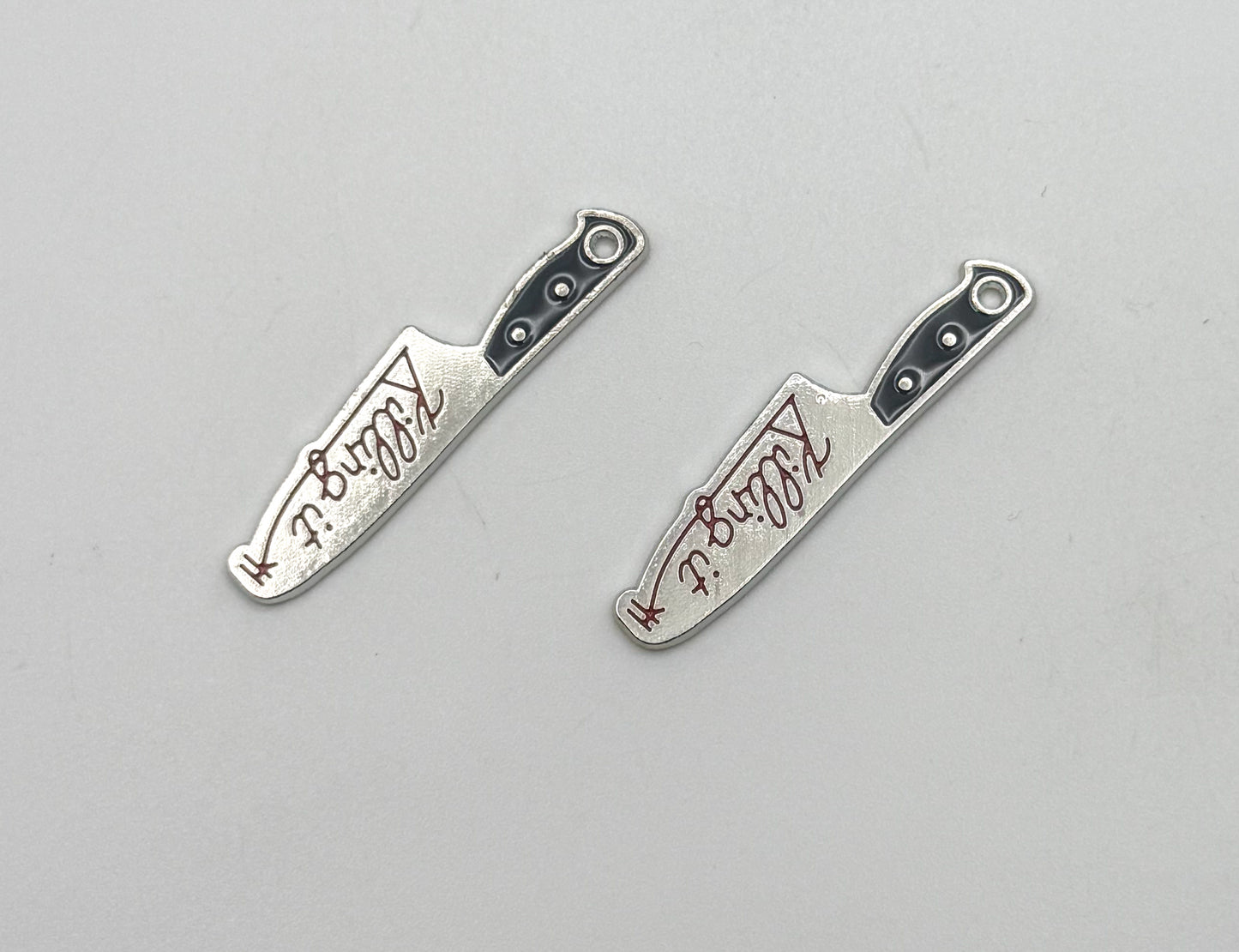 Killing it Silver Knife DIY Halloween Metal Charm