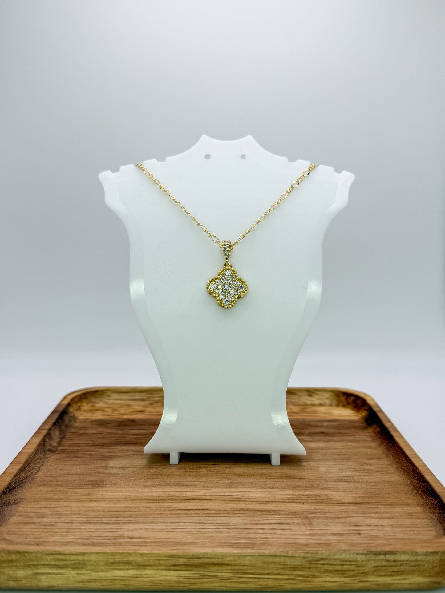 Sparkling Gold Clover Necklace