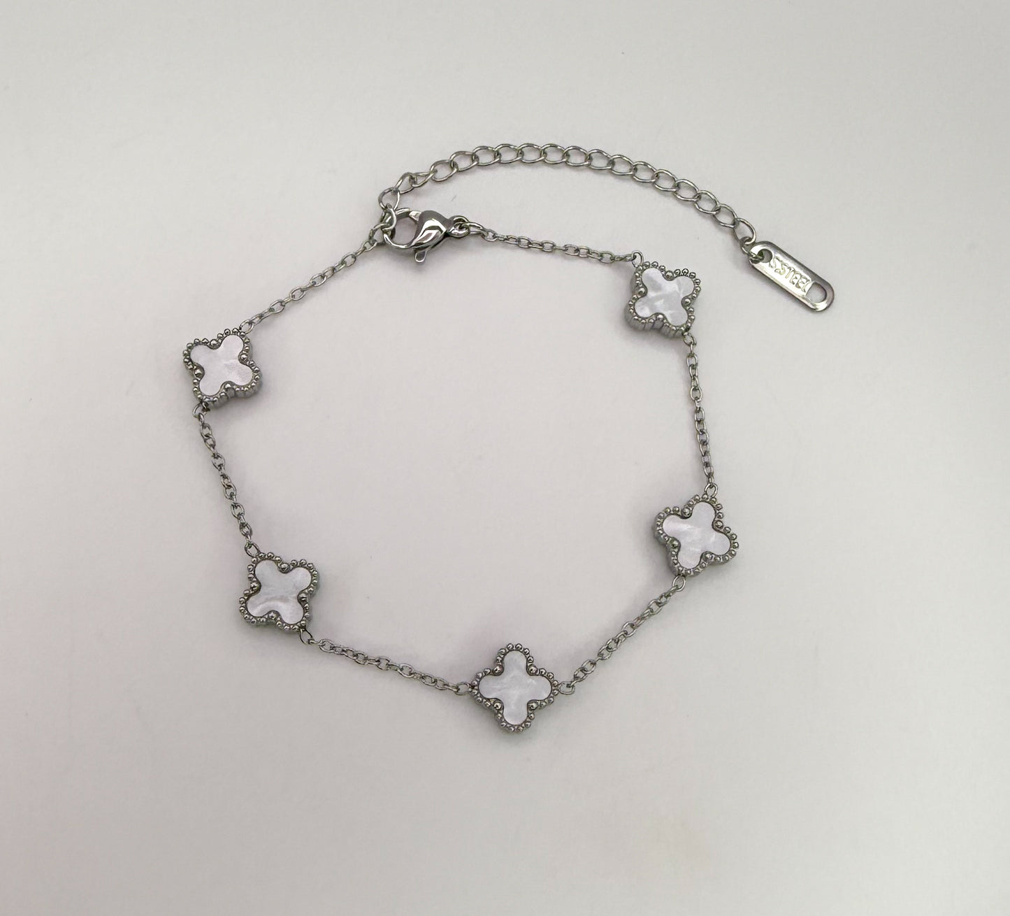 Mini Silver Clover Chain Link Adjustable Bracelets