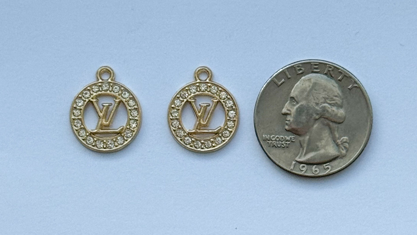 Small Round LV Gold DIY Metal Charms