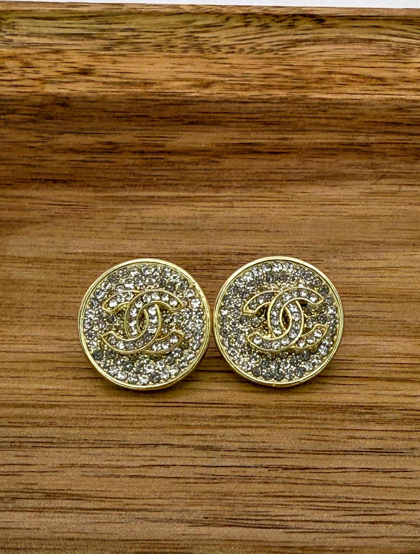 Bling CC Designer Gold Stud Earrings