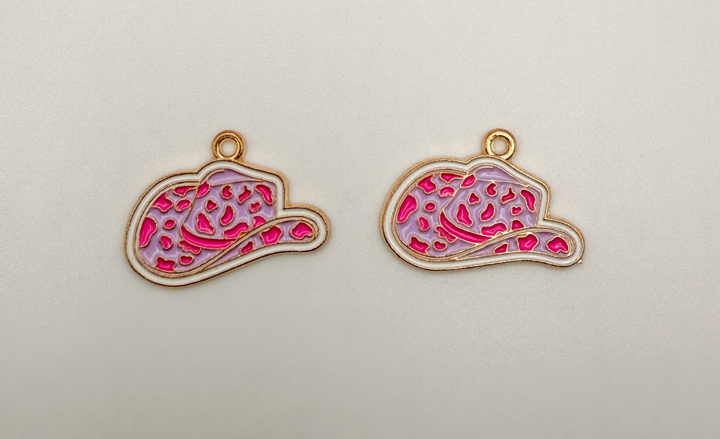 Pink Enamel Gold Cowgirl Hat Charm