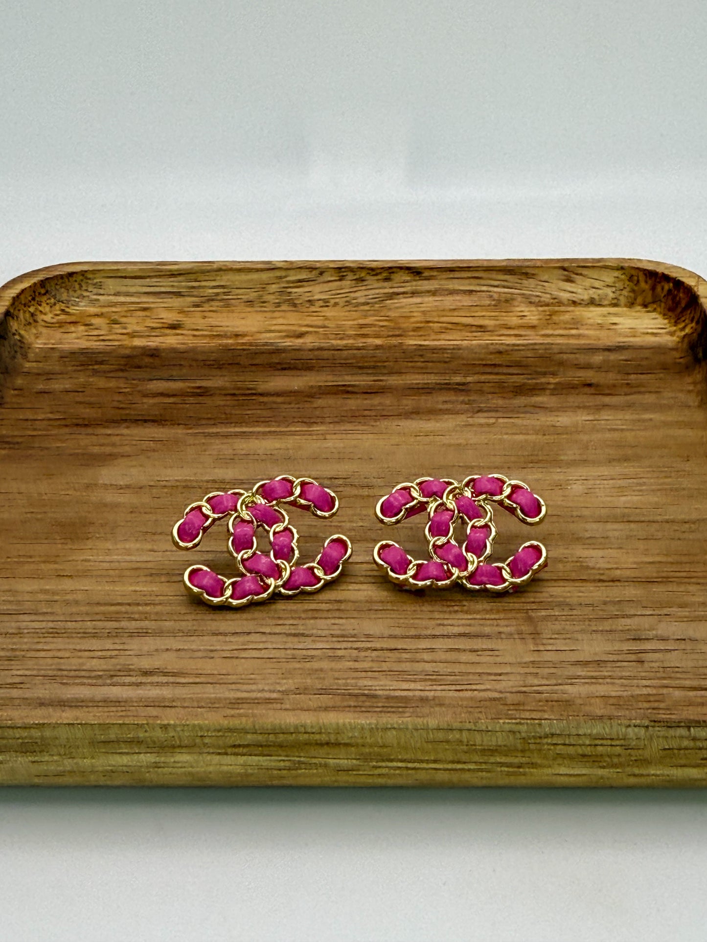 CC Designer LoGo Gold Stud Earrings