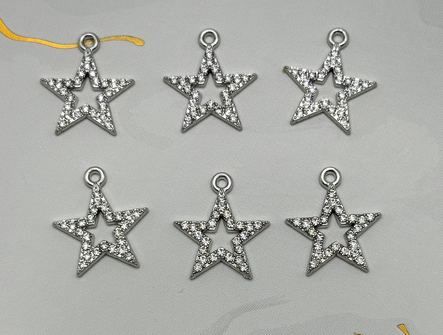 Sparkling Silver Star DIY Metal Charms