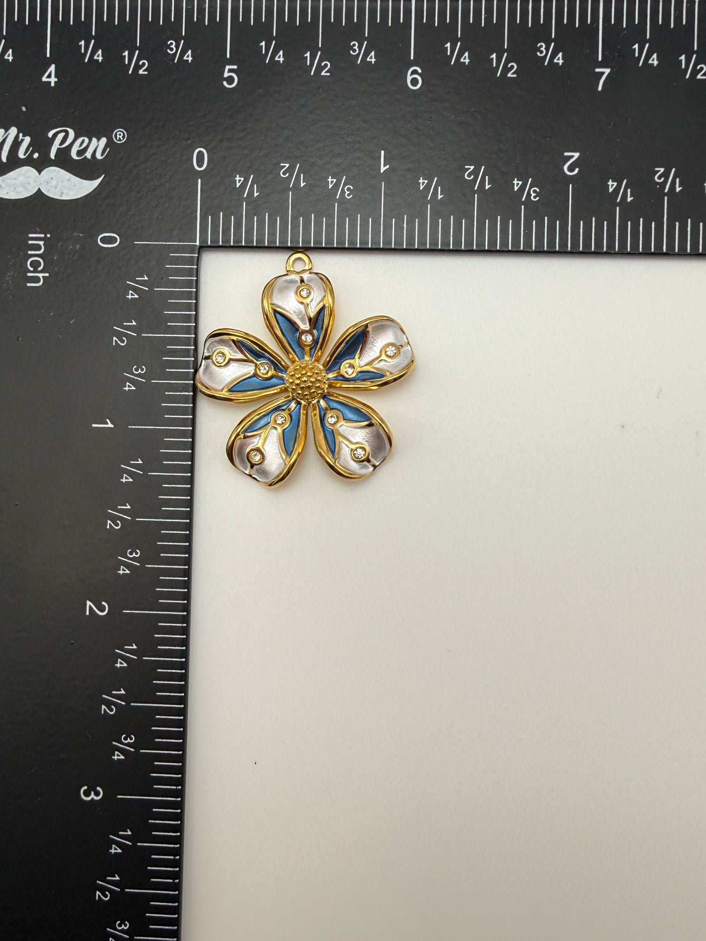 Stainless Steel Gold & Enameled Elegant Flower Pendant