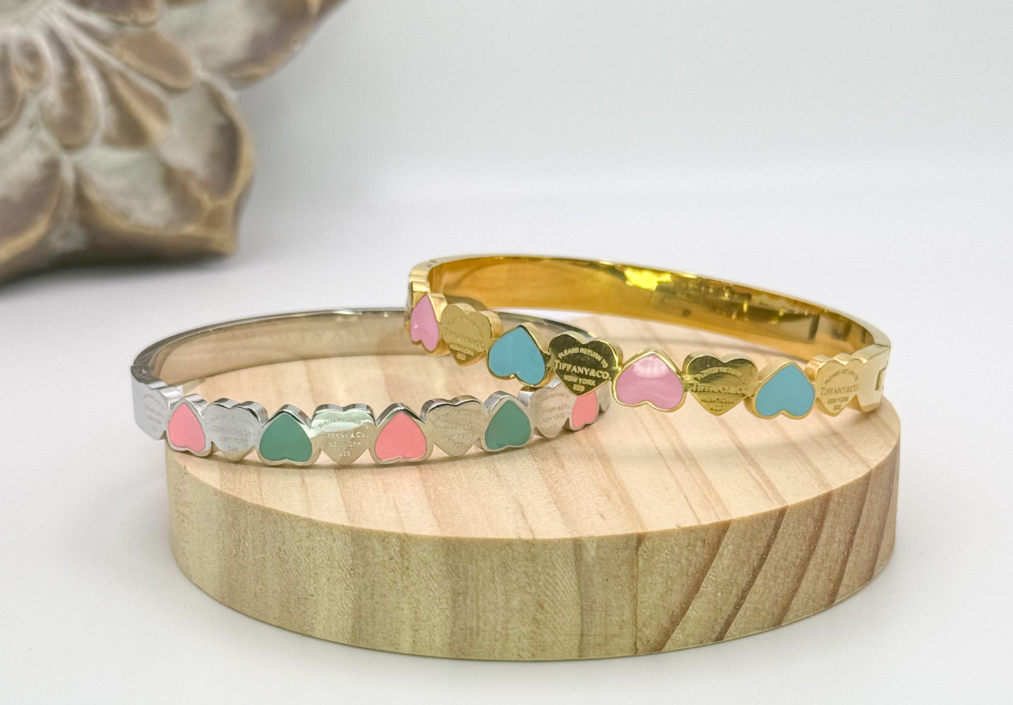Tiff & Co. Stainless Steel Gold & Silver Bangles