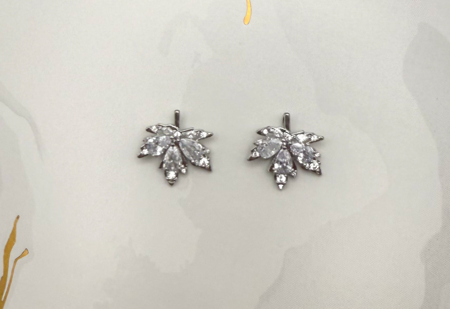 Silver Zircon Covered Maple Leaf DIY Pendants