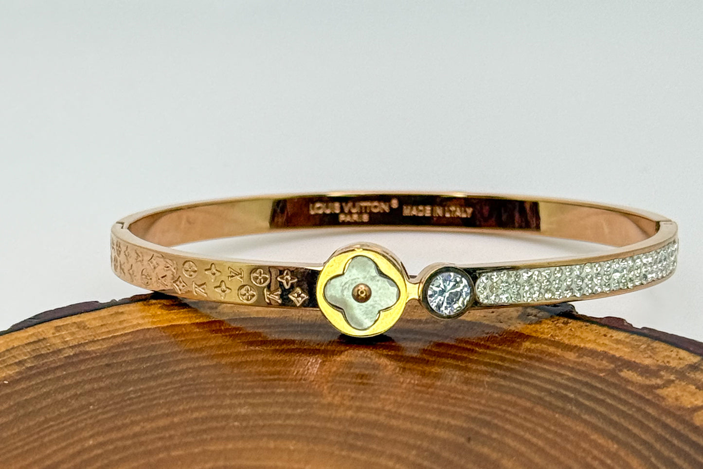 LV Designer Rose Gold Stainless Steel Bangle Bracelet