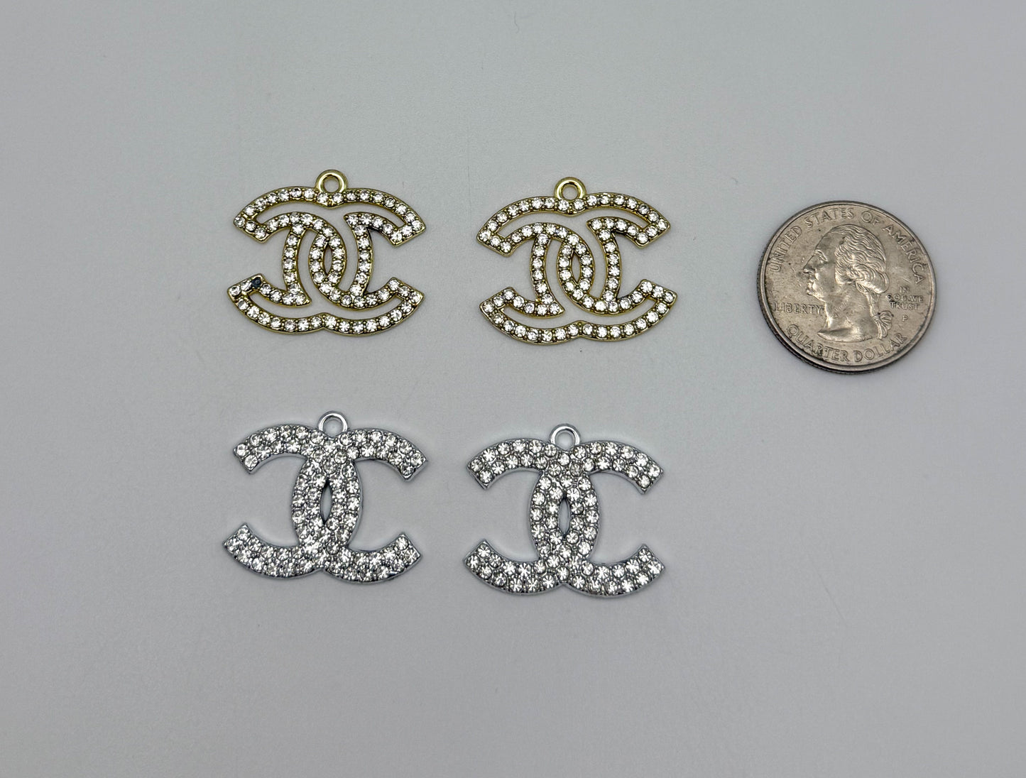Big Gold & Silver CC Designer DIY Charm Pendants