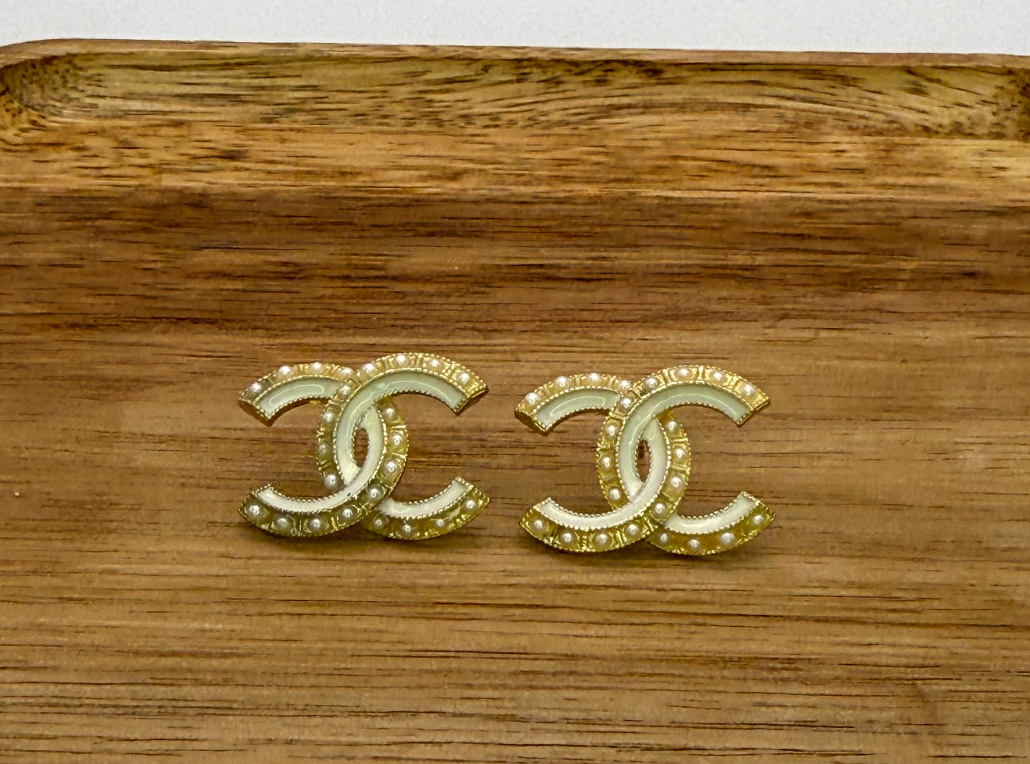Big Gold CC Stud Earrings