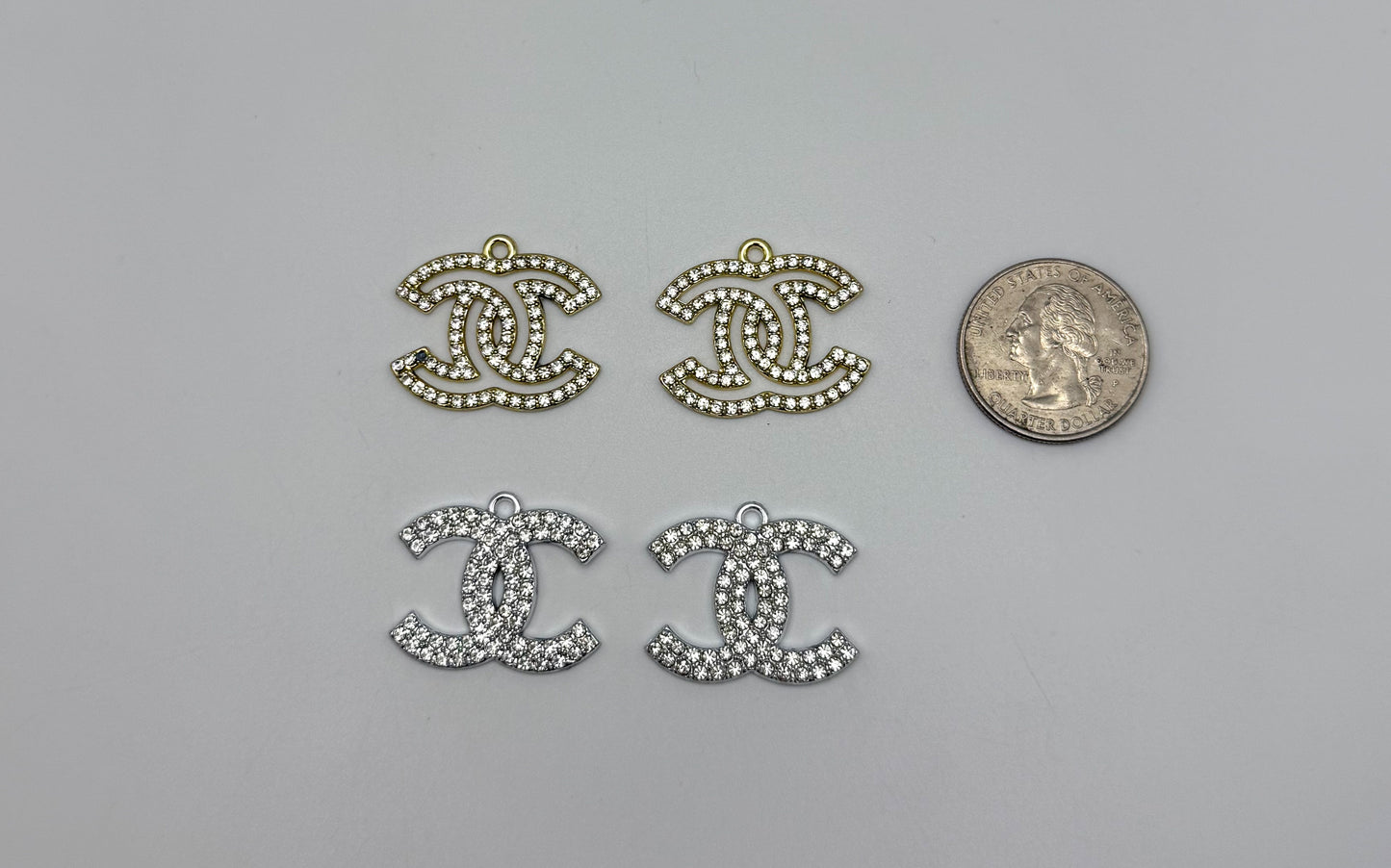 Big Gold & Silver CC Designer DIY Charm Pendants