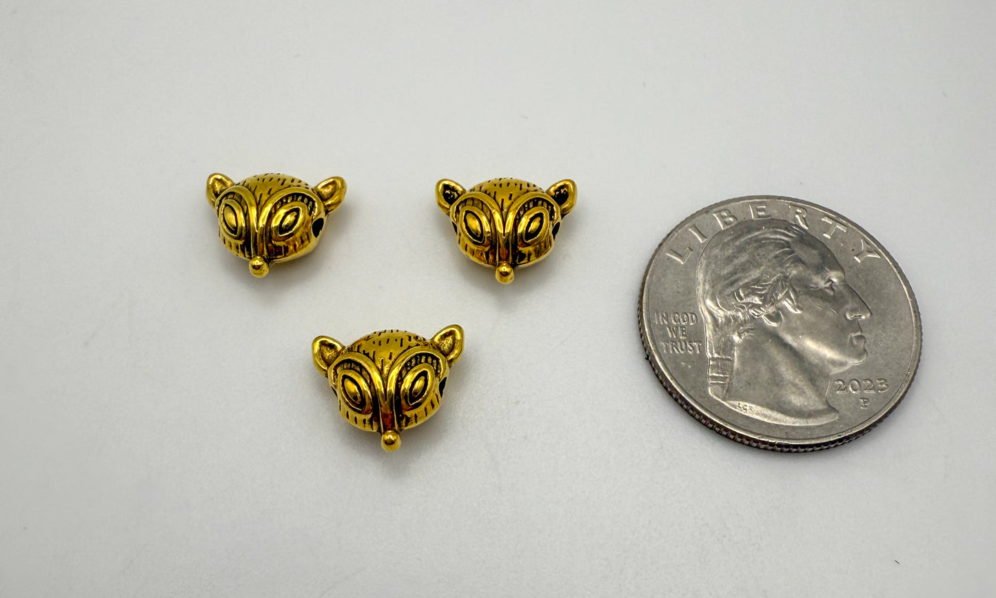 Fox Head Gold & Silver Spacers Charm Beads