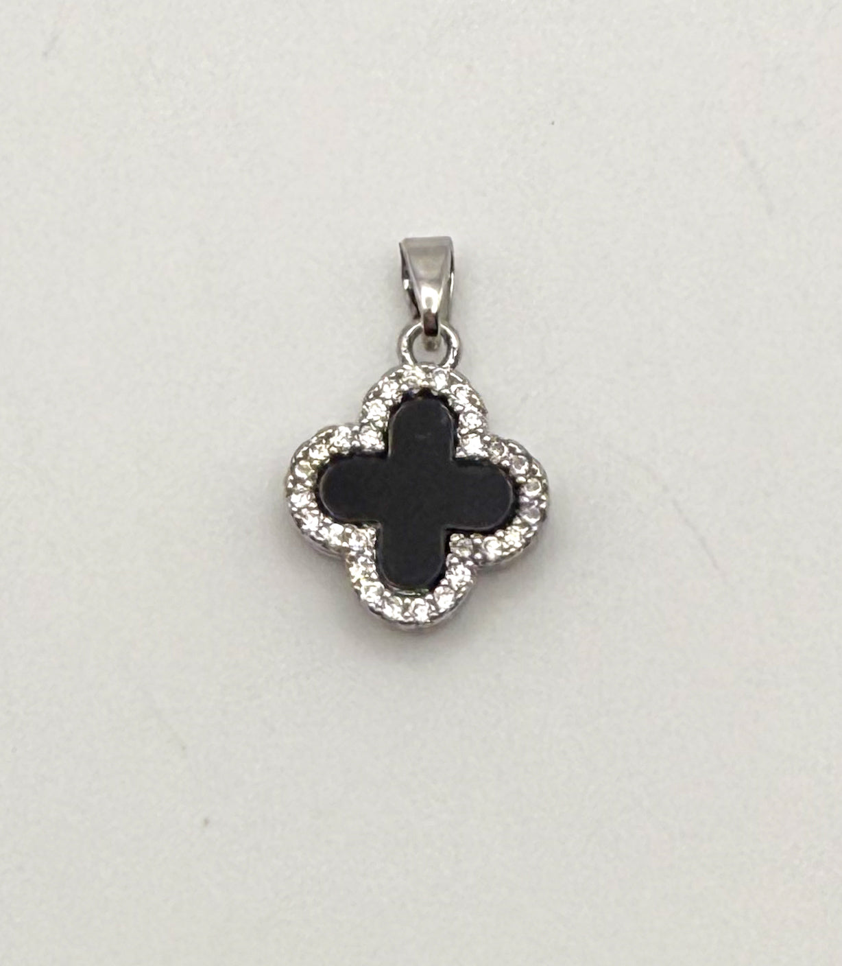 Reversible Black & White Gold or Silver Fancy Clover Pendant