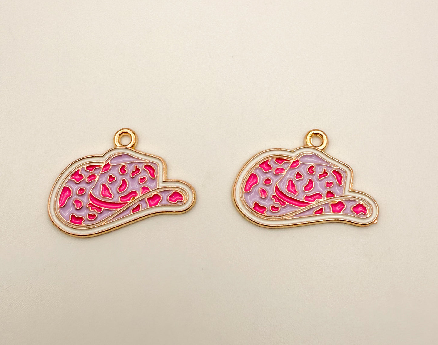 Pink Enamel Gold Cowgirl Hat Charm