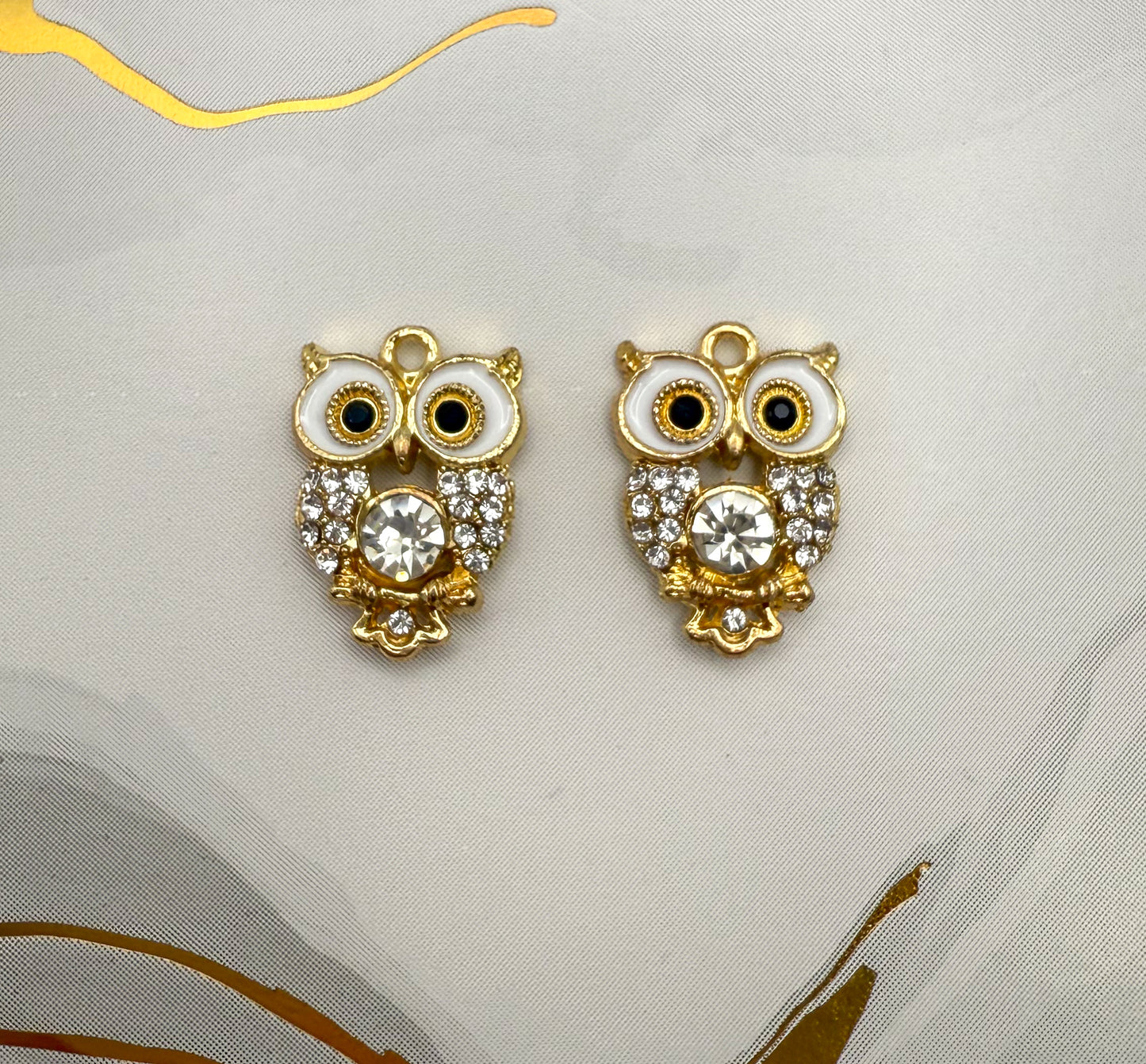 Sparkling Gold Owl DIY Metal Charm
