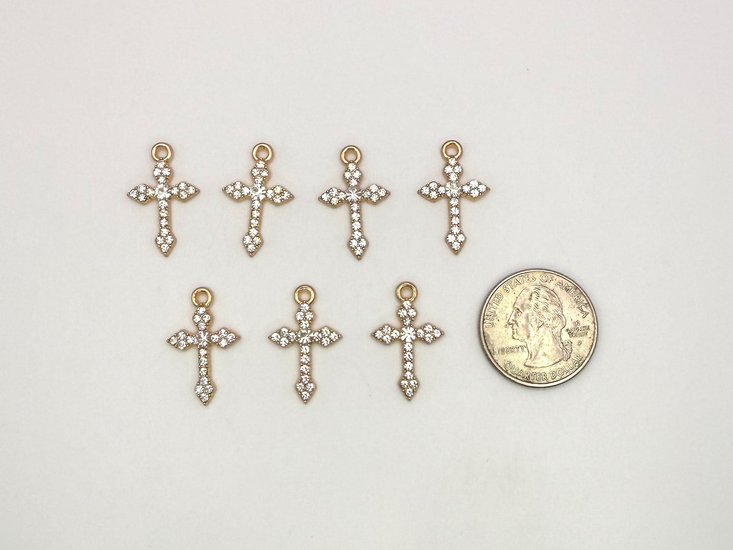 Gold Sparkling Zircon Cross DIY Charms
