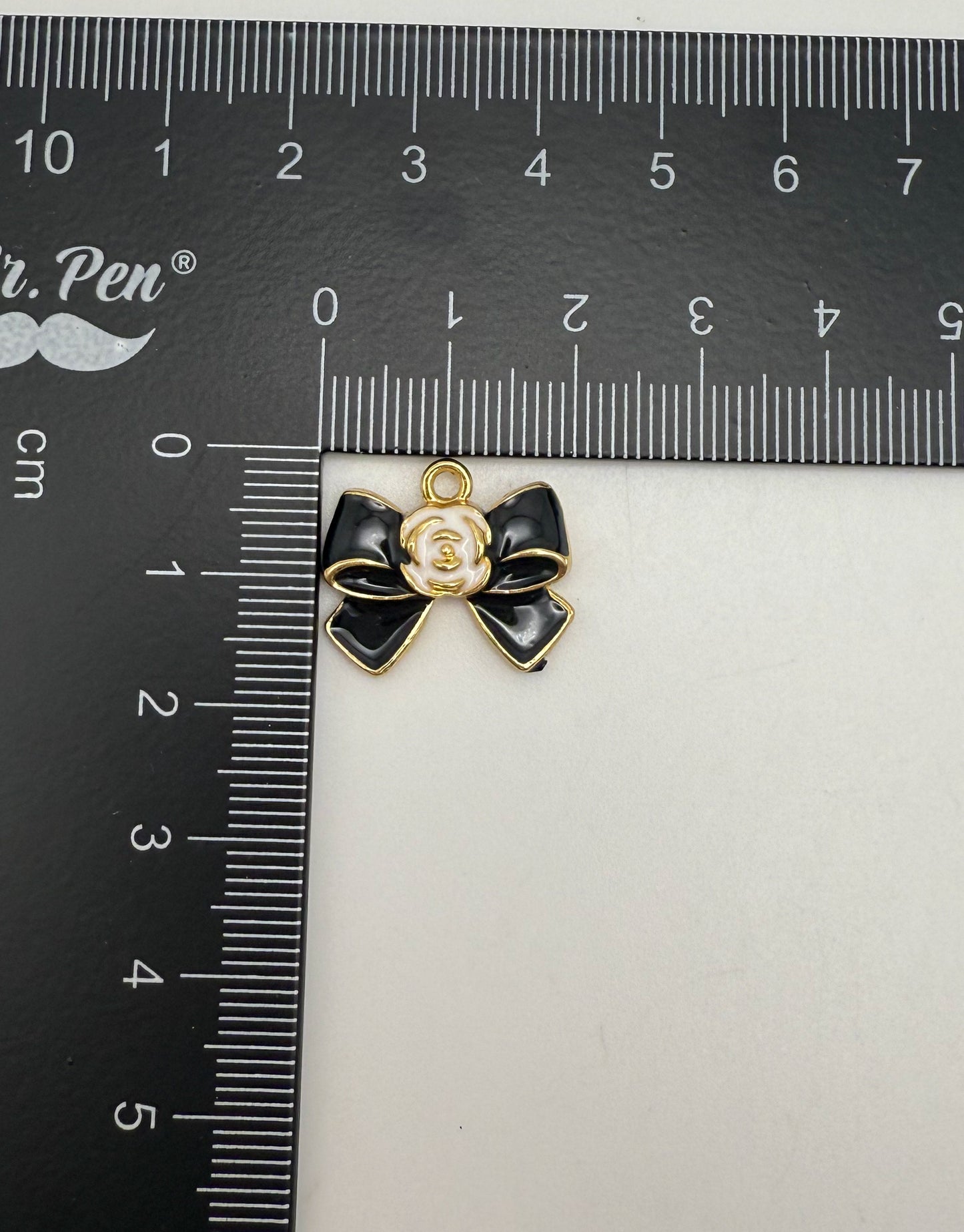 CC Inspired Gold Black & White Flower Bow tie DIY Metal Charm