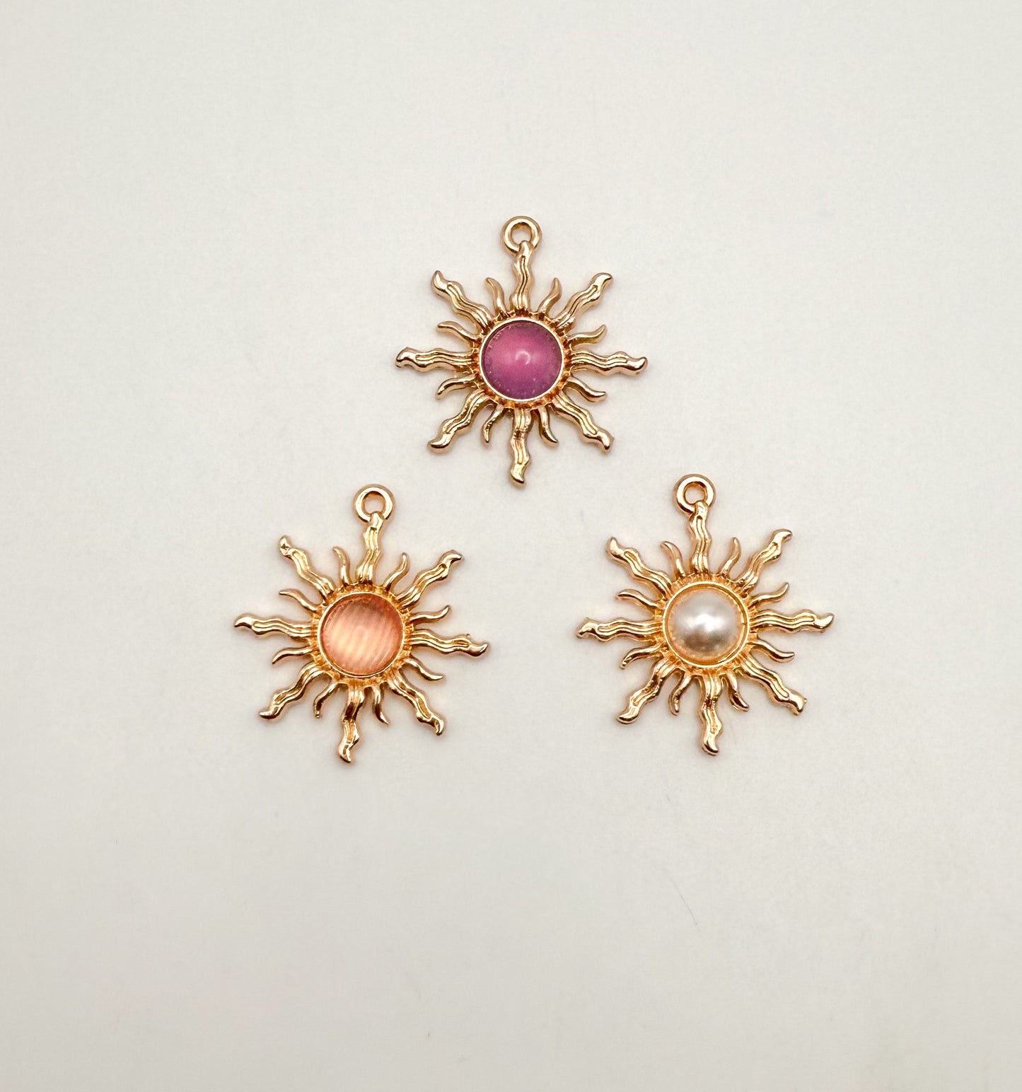 Gold Flaming Sun DIY Metal Charms