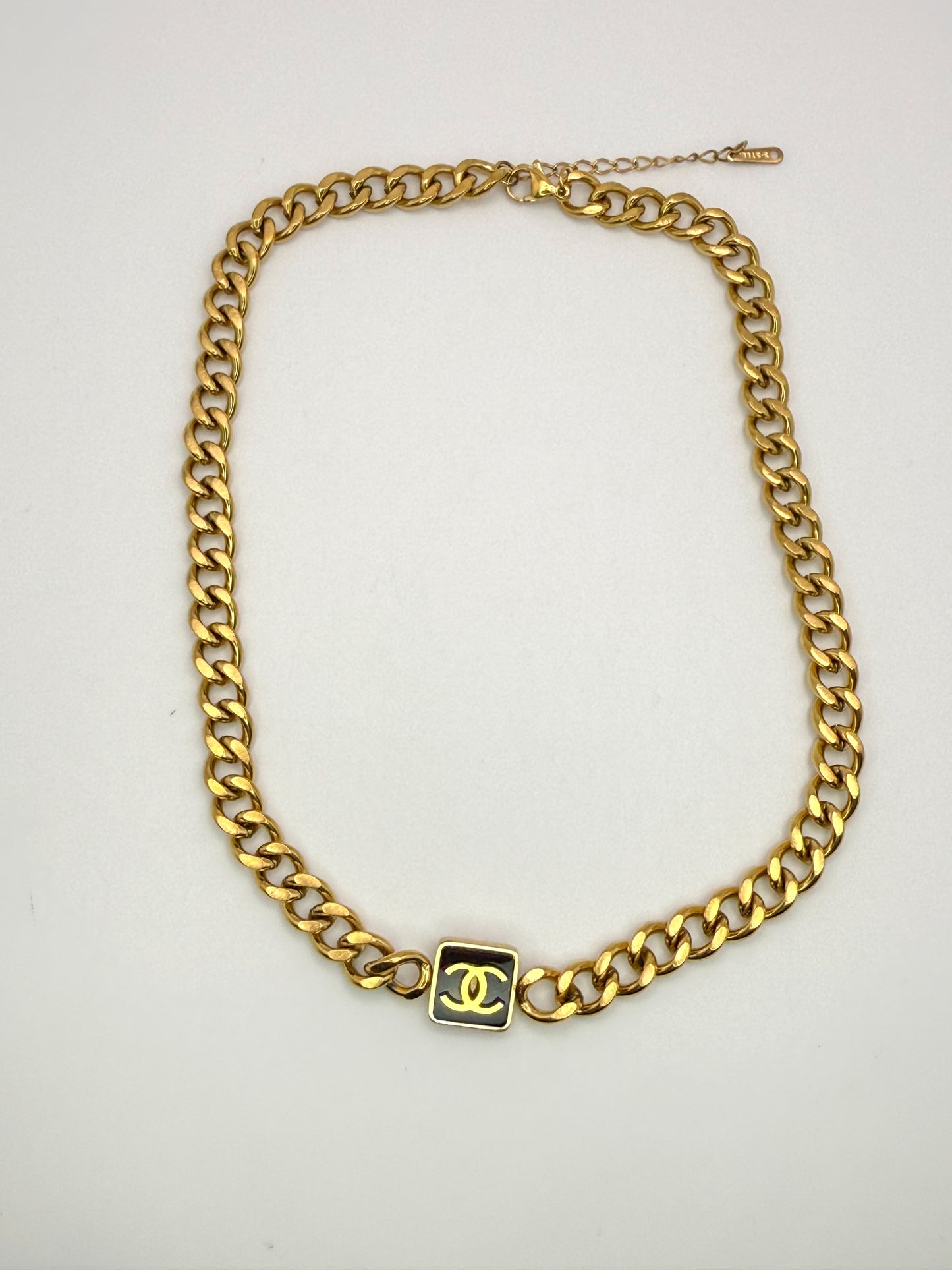 Gold Cuban Style CC Designer Stainless Steel Adjustable Necklace