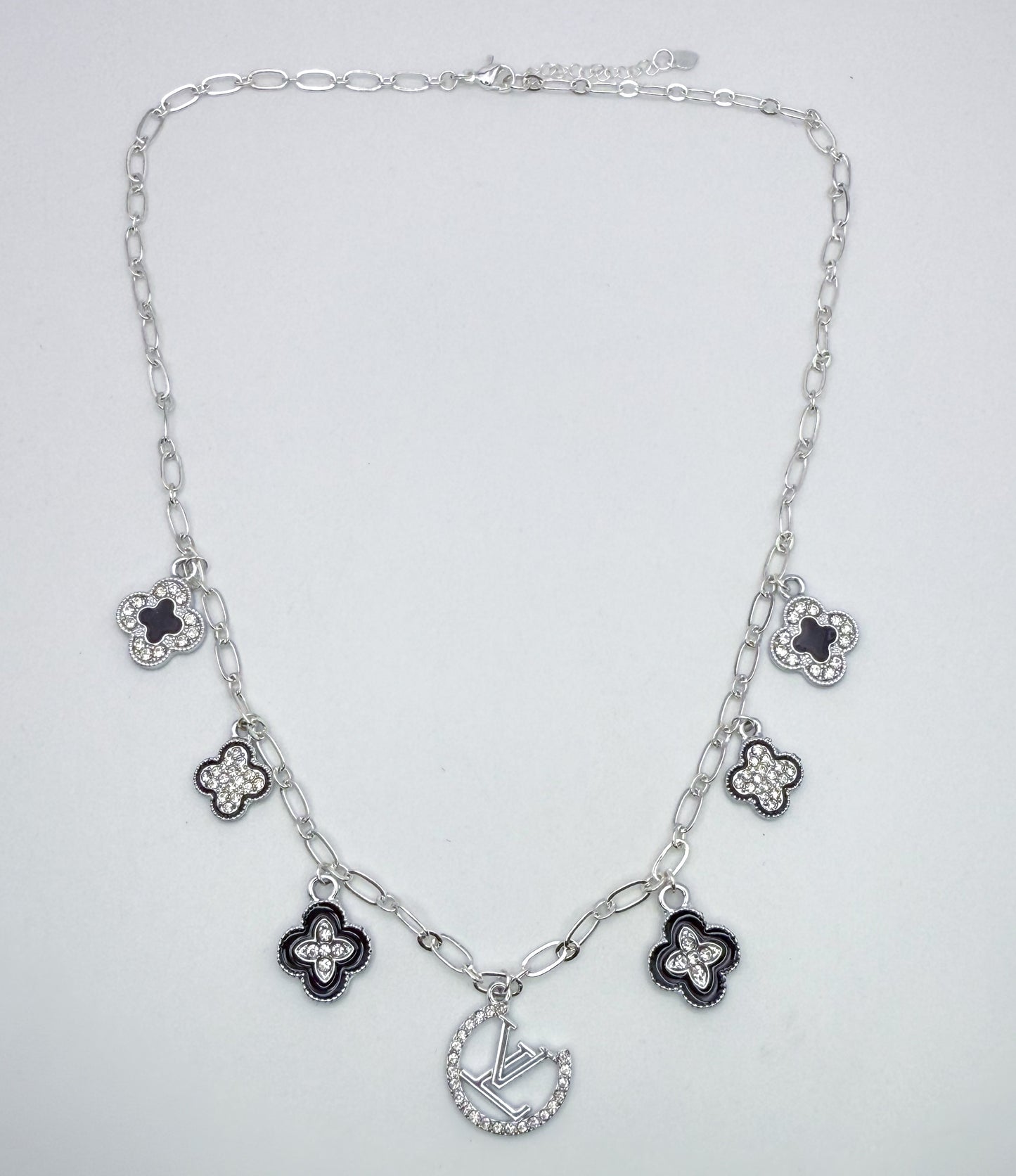 LV Designer Silver Charm Necklace