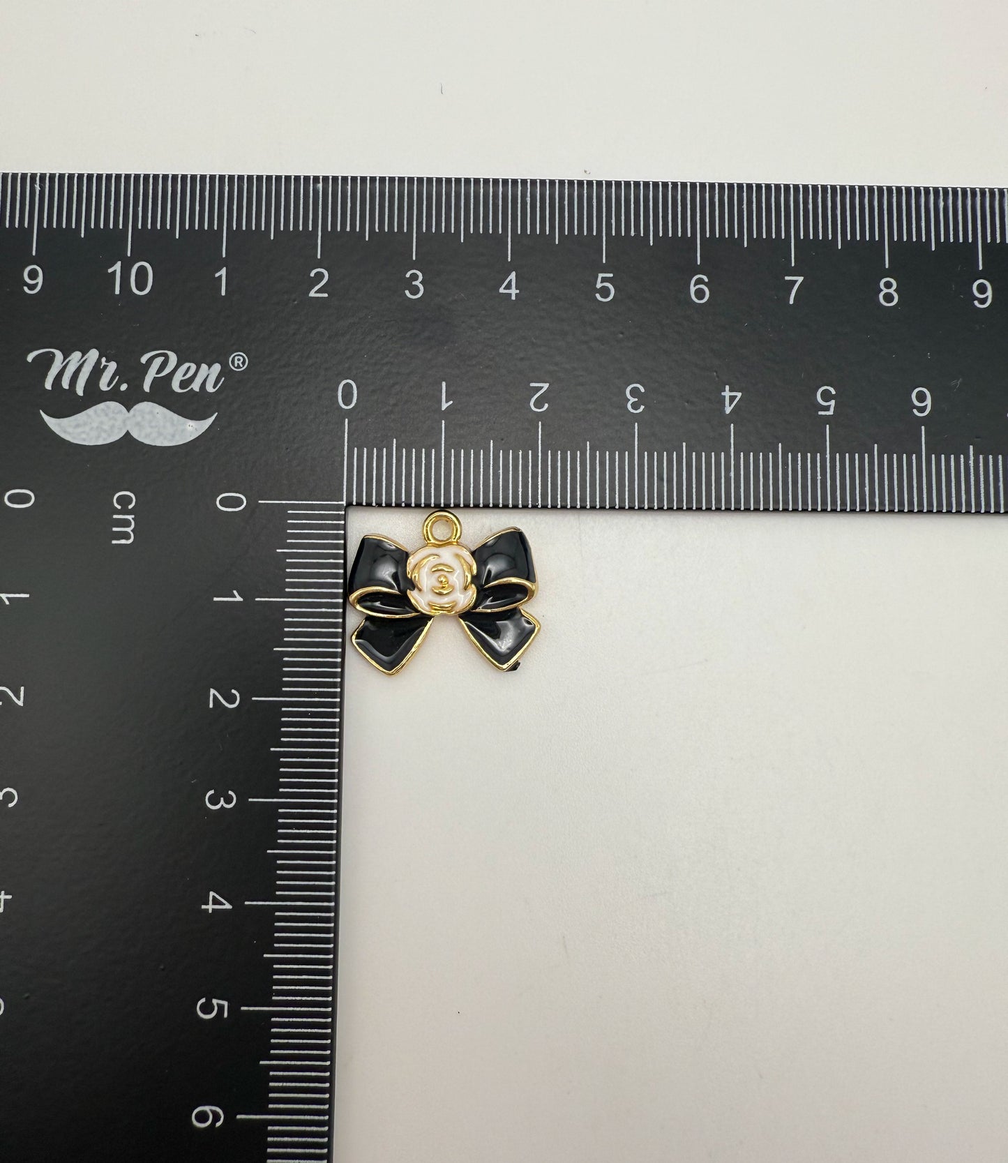 CC Inspired Gold Black & White Flower Bow tie DIY Metal Charm