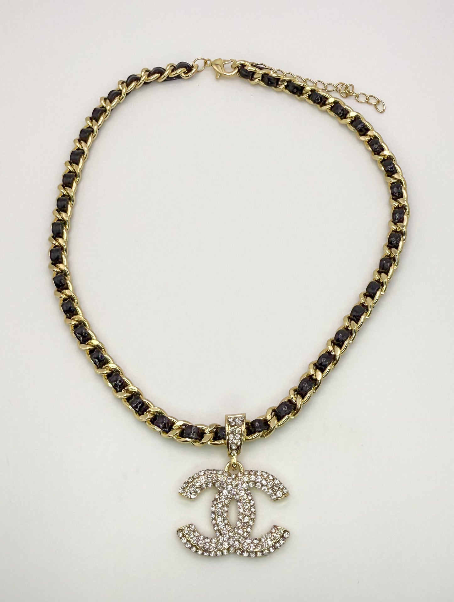 Bold n Gold CC Designer Leather Weaved Necklace