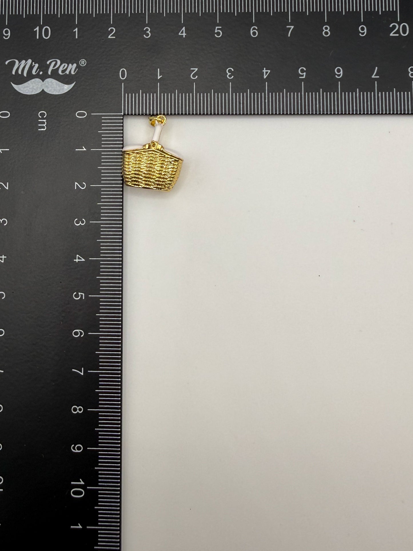 Gold Picnic Basket Charm Pendant
