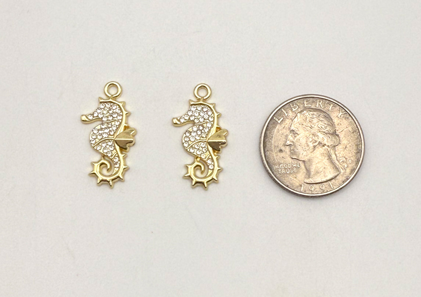 Sparkling Gold Seahorse or Ocean Fish DIY Charms