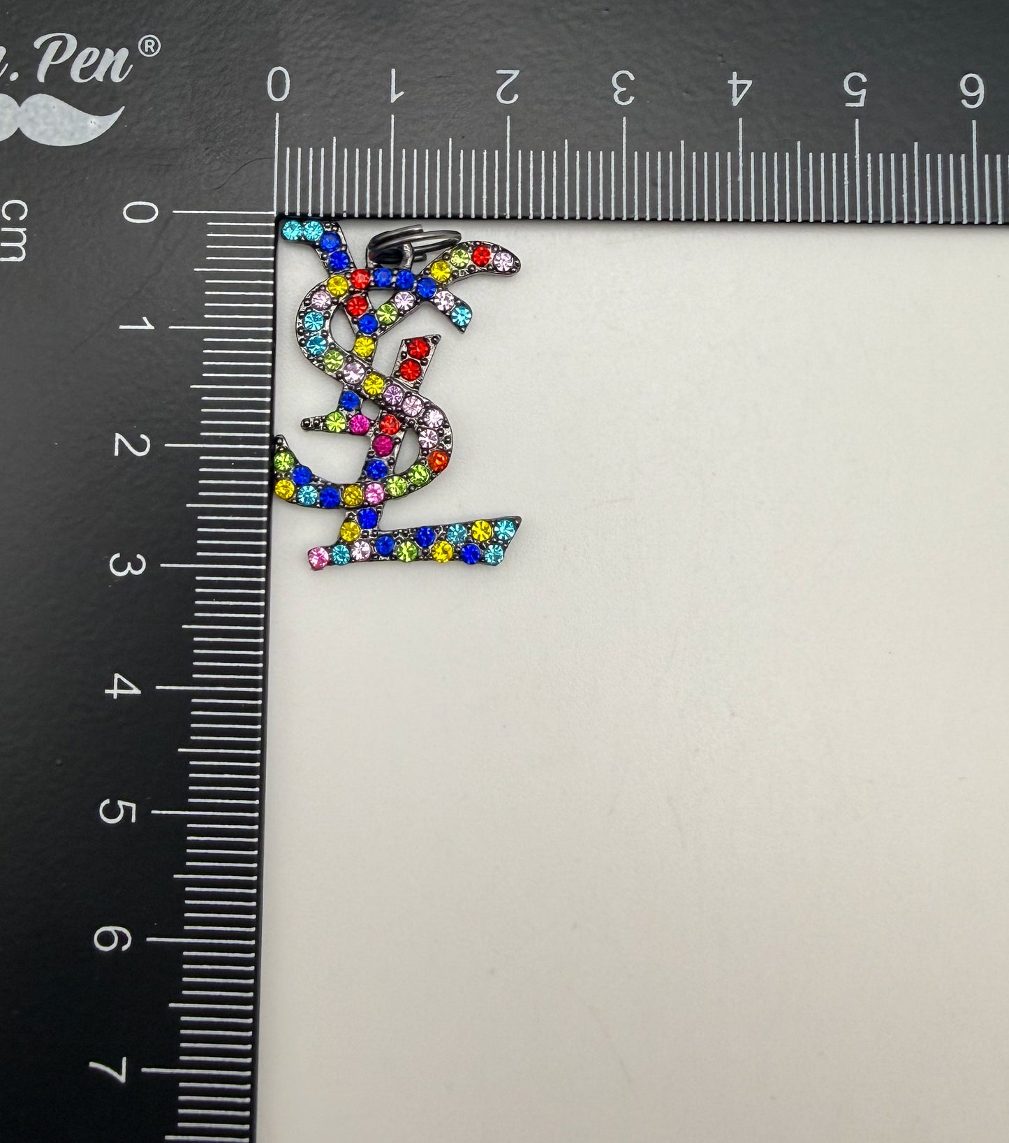 Big YSL Designer Rhinestone covered Black Metal DIY Pendant Charms