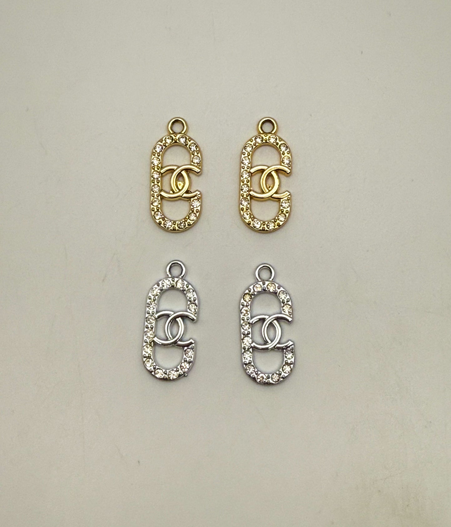 Gold and Silver Oval CC Designer DIY Charms