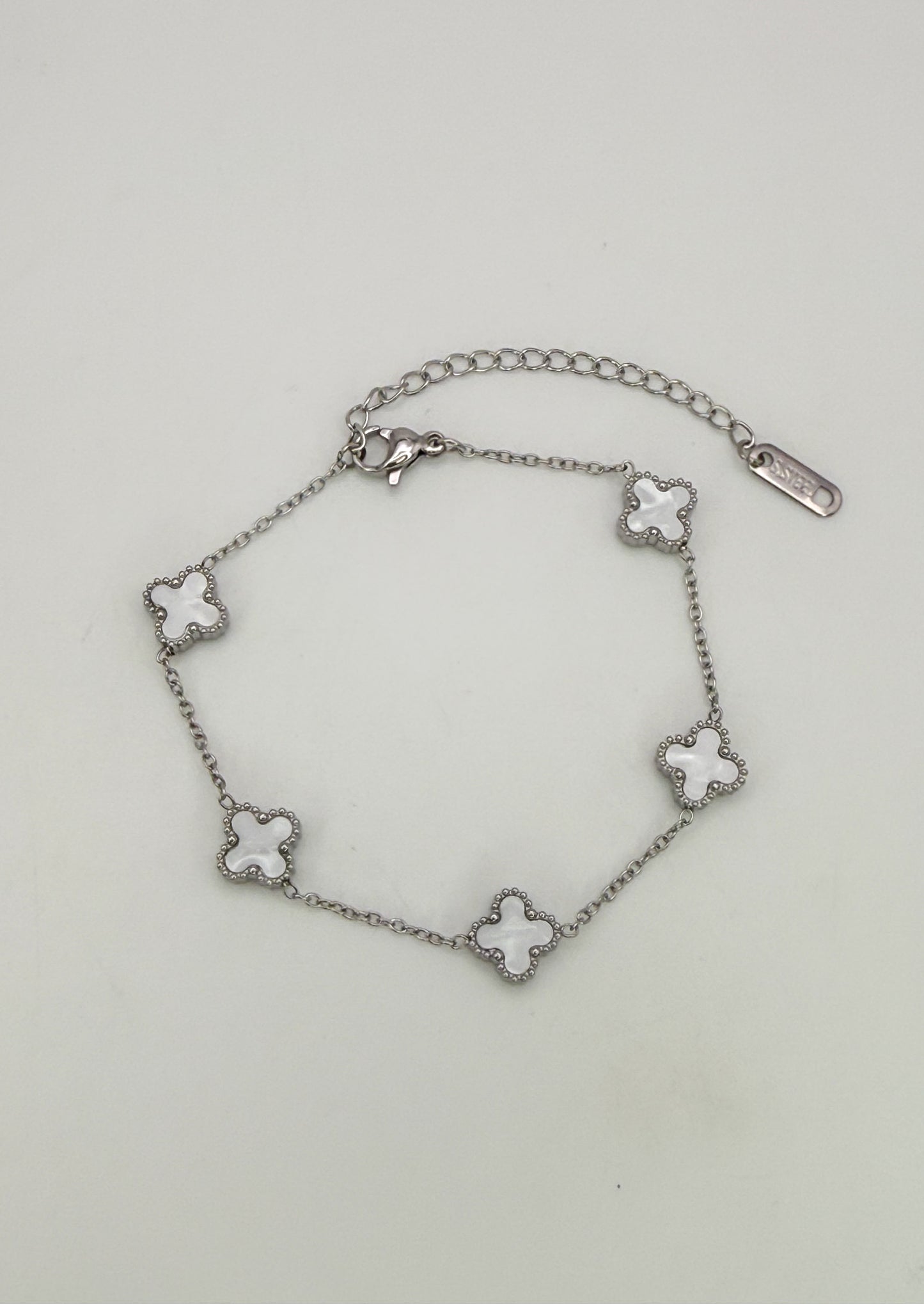 Mini Silver Clover Chain Link Adjustable Bracelets